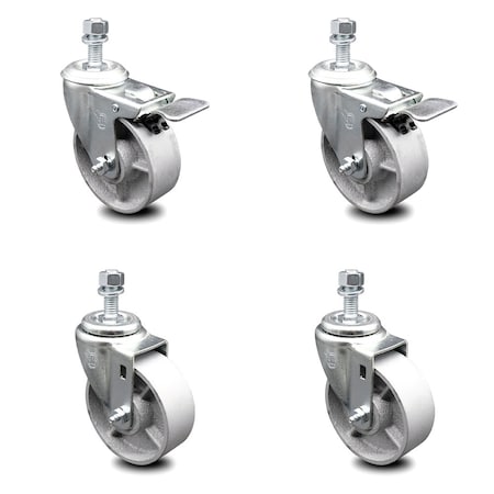 Service Caster 4 Inch Semi Steel Swivel 1/2 Inch Stem Caster Total Lock Brake SCC, 2PK SCC-TSTTL20S414-SSS-121315-2-S-2
